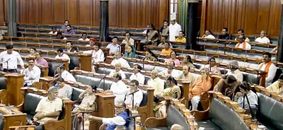A video screengrab from Sansad TV, showing the Lok Sabha on July 28. 