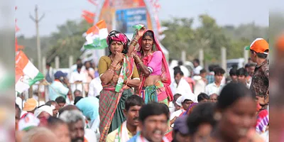 Crowds at a Congress rally in Telangana. Photo: X (Twitter)/@kharge