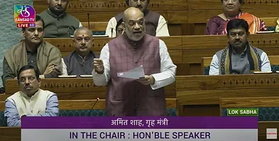 Union home minister Amit Shah in parliament on Wednesday. Photo: Sansad TV screengrab